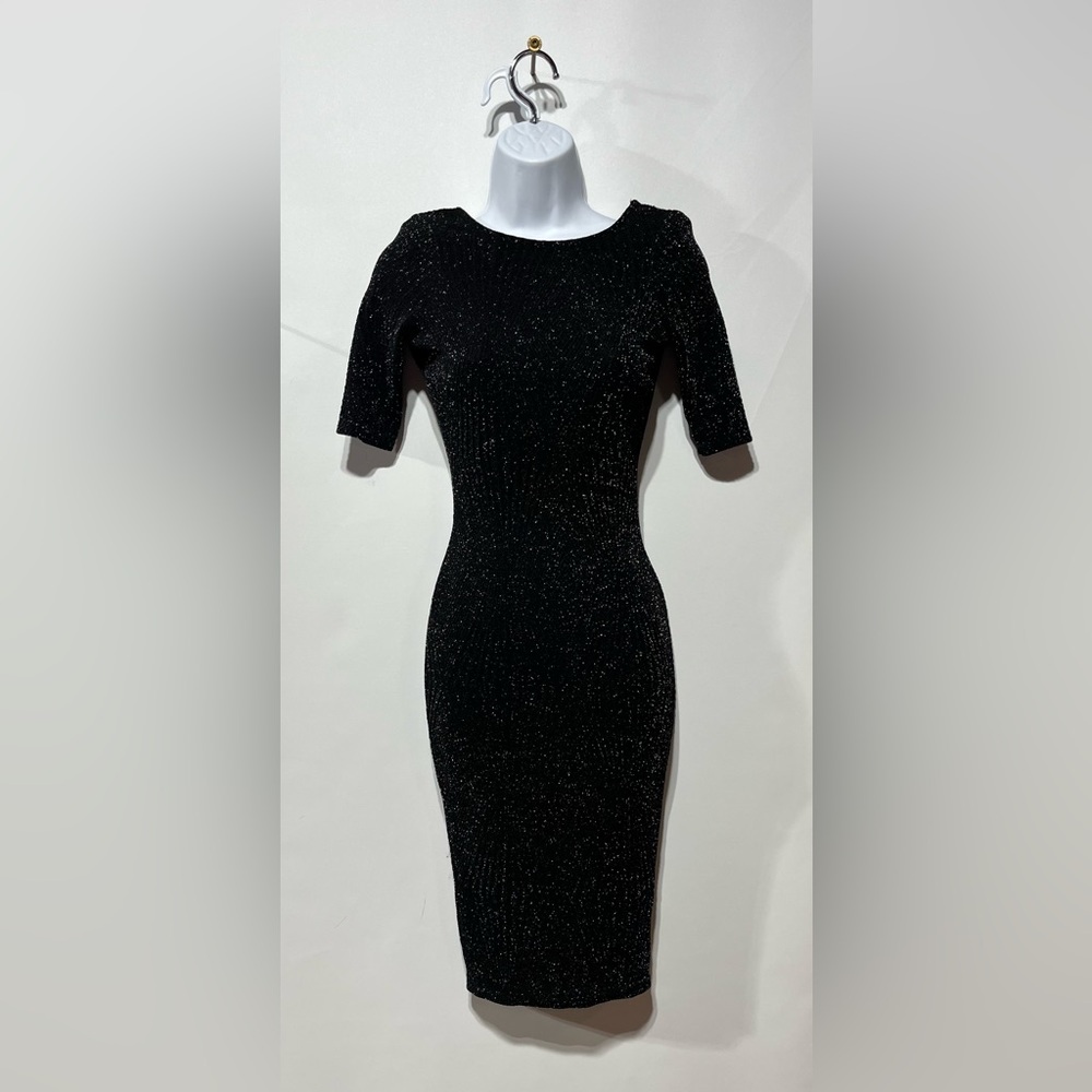 River Island by Anthropologie  glitter 3/4 sleeve midi‎ stretch dress size 6